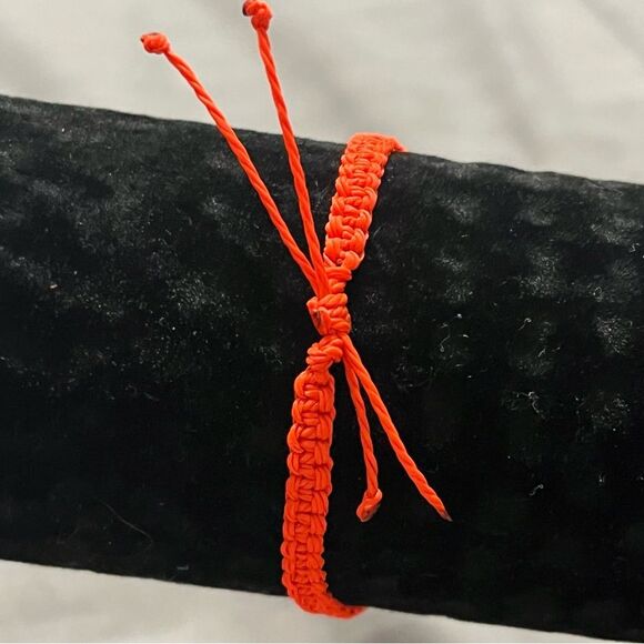 NEW White Resin Hamsa & Orange Macrame Handmade Adjustable Beaded Bracelet - Picture 2 of 5